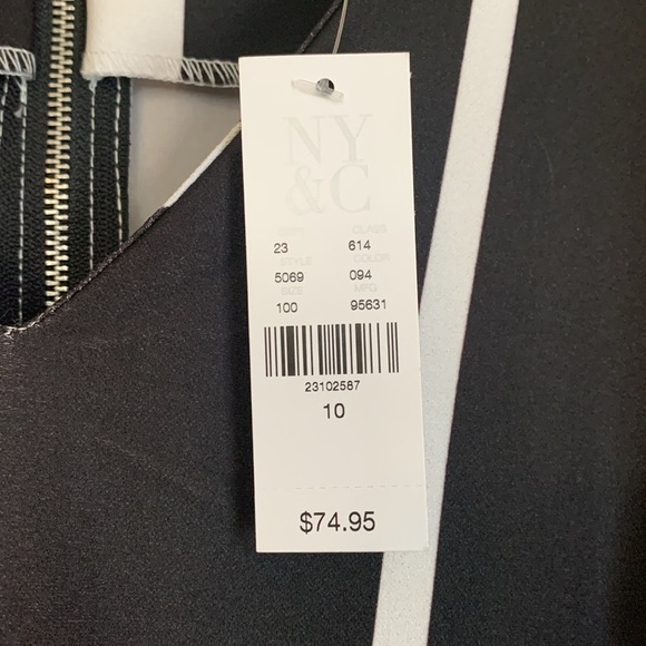 New York & Company NWT Bell-Sleeve Sheath Floral Black White Pink Shift Dress 10 - Picture 5 of 6